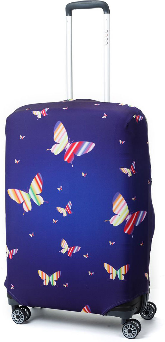 Чехол для чемодана Mettle Butterfly, размер M (высота чемодана: 65-75 см)LK-21000087 Чехол для чемодана Mettle Butterfly, размер M (высота чемодана: 65-75 см)LK-21000087Модный универсальный чехол для чемодана от компании METTLE, подходит для средних чемоданов размера М (высота: 65-75СМ, ширина: 40-46СМ, глубина: 25-32СМ). Эластичная ткань со специальной UF-водоотталкивающей пропиткой лучше защитит ваш чемодан от грязи и солнечных лучей. Картинка чехла надолго останется яркой и красочной. Две боковые потайные молнии, усиленные дополнительными швами, предохраняют боковые стороны и ручки чемодана от царапин и легких повреждений. Резинка с удобной соединяющей застёжкой надёжно фиксирует чехол на чемодане. Нижняя молния имеет автоматический замок бегунка. В швы багажного чехла дополнительно вшит эластичный жгут для лучшей усадки и фиксации на чемодан. Вся фурнитура изготовлена в фирменном дизайне METTLE.Дополнительно мы упаковали чехол для чемодана METTLE в функциональный мешочек из аналогичной ткани, который вы сможете использовать для хранения и переноски предметов небольшого размера. Забудьте об одноразовой багажной плёнке, чехол для чемодана METTLE