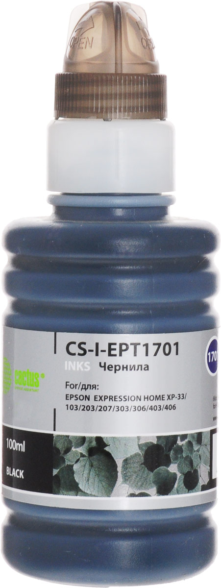 Cactus CS-I-EPT1701, Black чернила для Epson ExpIession Home XP-33/103/203/207/303/306