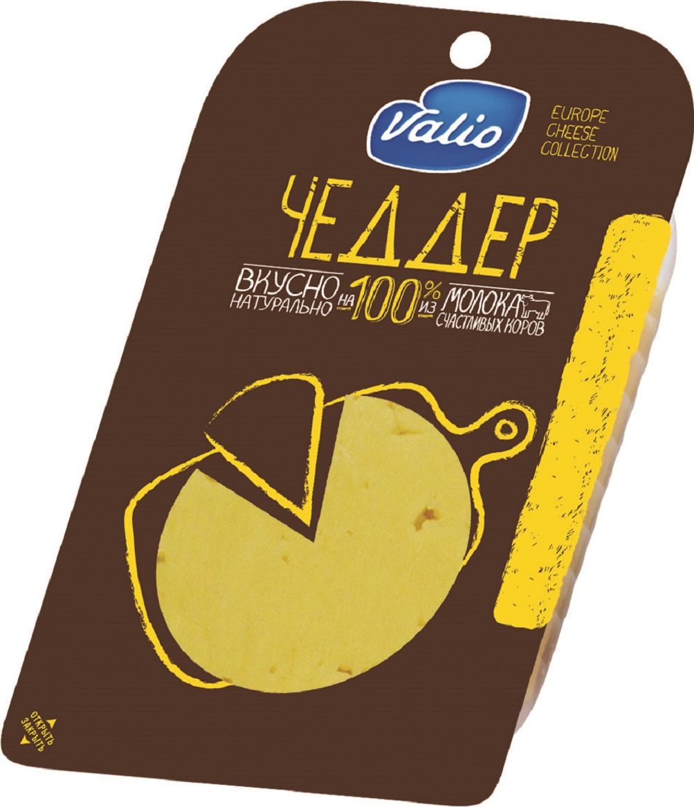 Valio Сыр Чеддер, 48%, 140 г904026 Valio Сыр Чеддер, 48%, 140 г904026Сырная коллекция Valio – это полутвердые сыры в нарезке, богатые полезными компонентами, содержащимися в натуральном молоке – кальцием и протеином.Без растительных жиров.