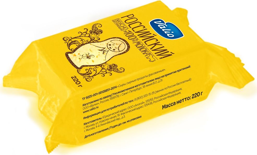 Valio Сыр Российский, 50%, 220 г908001 Valio Сыр Российский, 50%, 220 г908001Сырная коллекция Valio – это полутвердые сыры в нарезке, богатые полезными компонентами, содержащимися в натуральном молоке – кальцием и протеином.Без растительных жиров.