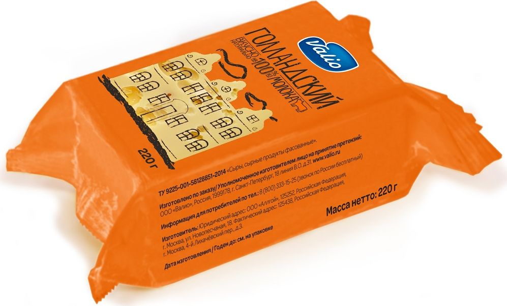 Valio Сыр Голландский, 45%, 220 г908003 Valio Сыр Голландский, 45%, 220 г908003Сырная коллекция Valio – это полутвердые сыры в нарезке, богатые полезными компонентами, содержащимися в натуральном молоке – кальцием и протеином.Без растительных жиров.