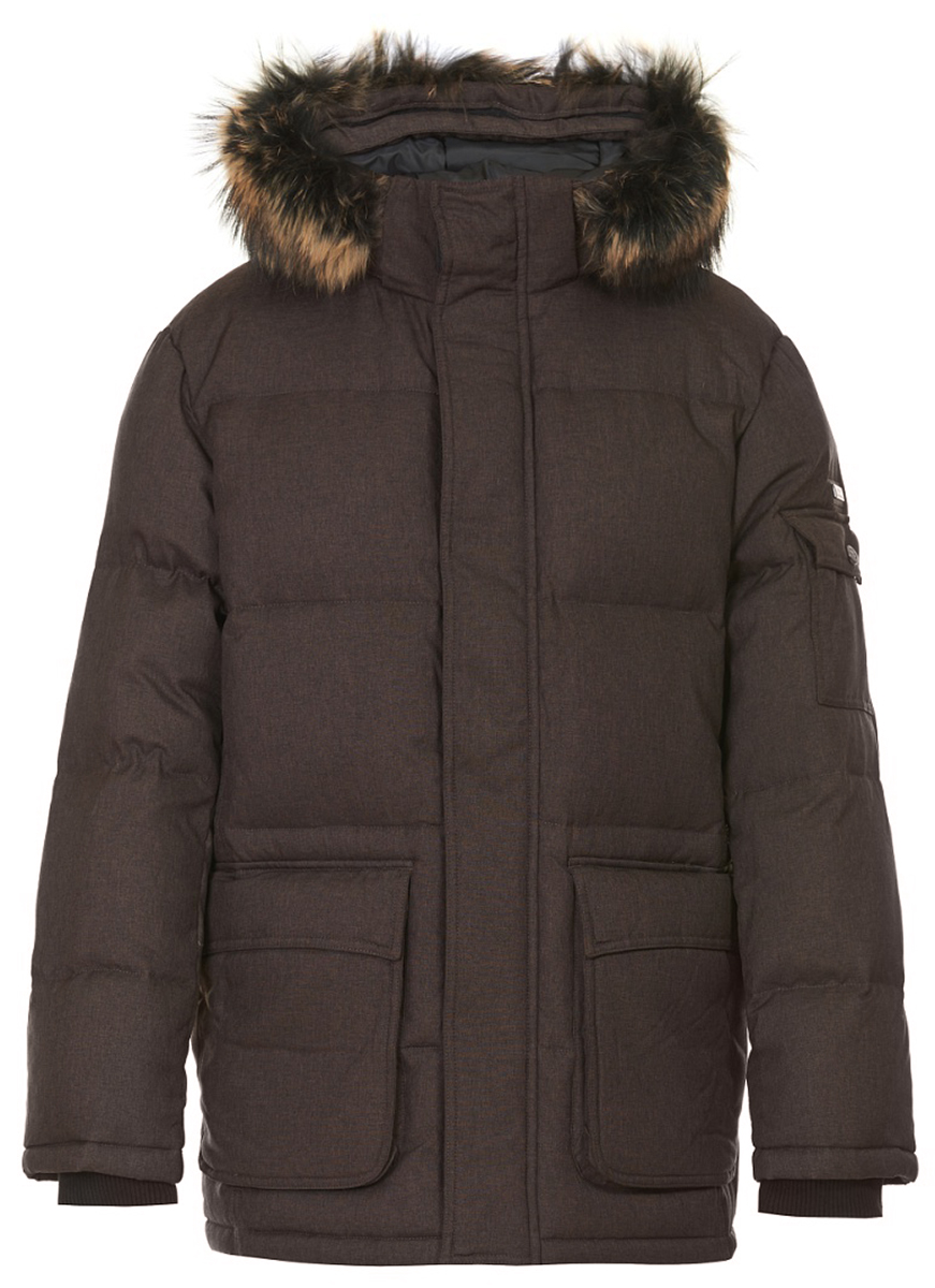 Пуховик мужской Baon by Liasan Utiasheva, цвет: коричневый. B507531_Dark Brown Melange. Размер XL (52)B507531_Dark Brown Melange Пуховик мужской Baon by Liasan Utiasheva, цвет: коричневый. B507531_Dark Brown Melange. Размер XL (52)B507531_Dark Brown MelangeЭлегантный зимний пуховик от Baon by Liasan Utiasheva выполнен из тканого материала меланжевой расцветки с влаго- и грязезащитной пропиткой. Изделие имеет все необходимое для того, чтобы вы ощущали максимальный комфорт в морозную погоду. Рукава дополнены внутренними манжетами из трикотажной резинки-рибана. И регулируемый по объему капюшон, и опушка из натурального меха енота - съемные. Объем изделия регулируется при помощи внутренней кулиски с утяжкой. Боковые карманы - двойные, с отделениями с застежкой на кнопки и с застежкой на молнии. Подкладка карманов выполнена из материала с флисовой поверхностью. Рукав пуховика декорирован карманом. Внутри находятся потайные карманы на липучках. Элементы подкладки изделия дополнены простежкой. Пуховик застегивается на молнию, ветрозащитный клапан - на кнопки.Модель из лимитированной коллекции Baon by Liasan Utiasheva, разработанной знаменитой спортсменкой и телеведущей совместно с модным брендом.