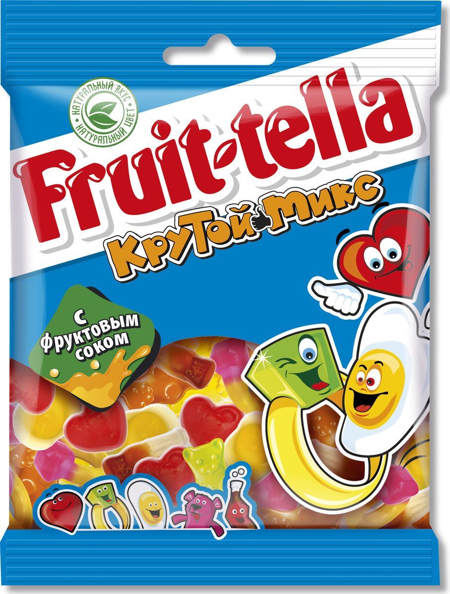 Fruit-tella Крутой микс жевательный мармелад, 70 г8253334 Fruit-tella Крутой микс жевательный мармелад, 70 г8253334Сочные жевательные конфеты и мармелад Fruit-tella дарят детям и взрослым всю радугу цветов и вкусов: от апельсина и яблока до черной смородины и клубники!