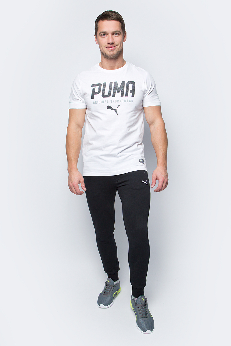 Брюки спортивные мужские Puma ESS Sweat Pants Slim, Fl, цвет: черный. 83826601. Размер XL (50/52)83826601 Брюки спортивные мужские Puma ESS Sweat Pants Slim, Fl, цвет: черный. 83826601. Размер XL (50/52)83826601Спортивные брюки Puma ESS Sweat Pants Slim, Fl выполнены из мягкого трикотажа, флисовая внутренняя отделка. Модель декорирована вышитым логотипом Puma. Среди других отличительных особенностей изделия - пояс из его основного материала с продернутым затягивающимся шнуром, карманы в швах, нашитая сверху задняя кокетка для лучшей посадки в обтяжку по фигуре, а также отделка манжет по низу штанин трикотажем в резинку.