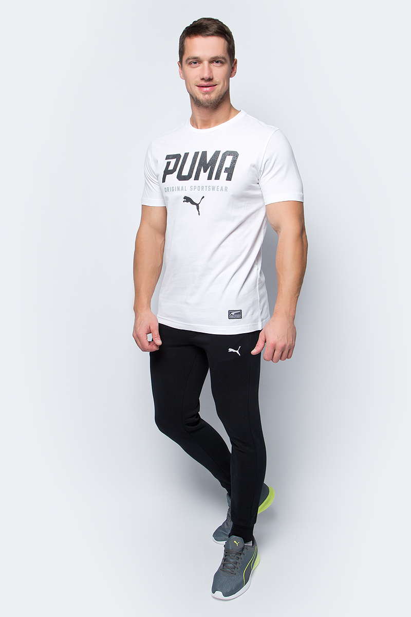 Футболка мужская Puma STYLE Tec Graphic Tee, цвет: белый. 590590_02. Размер S (44/46)590590_02 Футболка мужская Puma STYLE Tec Graphic Tee, цвет: белый. 590590_02. Размер S (44/46)590590_02Стильная и удобная футболка STYLE Tec Graphic Tee прекрасно подойдет на каждый день. Модель изготовлена из 100% хлопка с финальной влагоотводящей обработкой на биологической основе. Ворот выполнен из трикотажа в рубчик. Изделие имеет классический крой, круглый вырез горловины и короткие рукава. Футболка декорирована графическим рельефным рисунком из прорезиненного материала и замши.