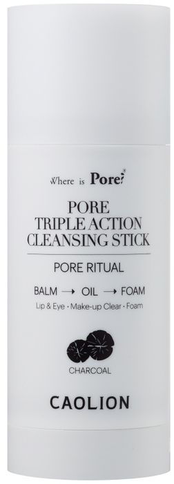 Caolion Очищающий стик с древесным углем Pore Triple Action Cleansing Stick (Charcoal), 50 г40150 Caolion Очищающий стик с древесным углем Pore Triple Action Cleansing Stick (Charcoal), 50 г40150Уникальное средство для глубокого, но деликатного очищения кожи в формате 3 в 1: стик, гидрофильное масло и пенка для умывания. Подходит для снятия макияжа с глаз и губ. Для всех типов кожи.