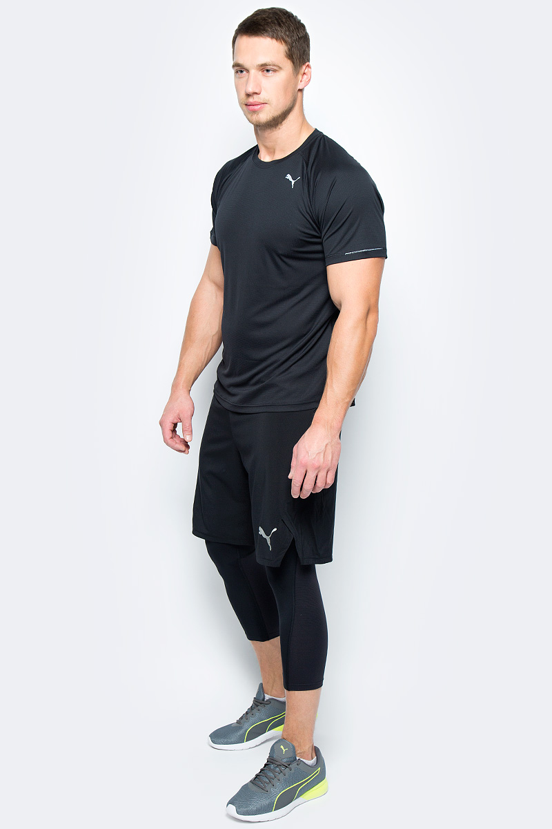 Тайтсы мужские Puma Nitro Vent 2 in 1 Short, цвет: черный. 51001. Размер XL (50/52)51001 Тайтсы мужские Puma Nitro Vent 2 in 1 Short, цвет: черный. 51001. Размер XL (50/52)51001Модель изготовлена с использованием высокофункциональной технологии DryCell, которая отводит влагу, поддерживает тело сухим и гарантирует комфорт во время активных тренировок и занятий спортом. Сверхэластичный внутренний материал изделия обладает выраженным компрессионным эффектом. Пояс из плотного трикотажа двойной вязки снабжен внутренним затягивающимся шнуром для идеальной посадки по фигуре. Кокетка сзади снабжена прорезями с обработанными лазером краями для вентиляции. Справа имеется карман на молнии, отделанный тесьмой. Также имеются вставки внутри из сетчатого материала. Изделие декорировано логотипом DryCell, нанесенным методом термопечати на пояс и логотипом Puma, также нанесенным методом термопечати. Модель имеет удобную стандартную посадку.
