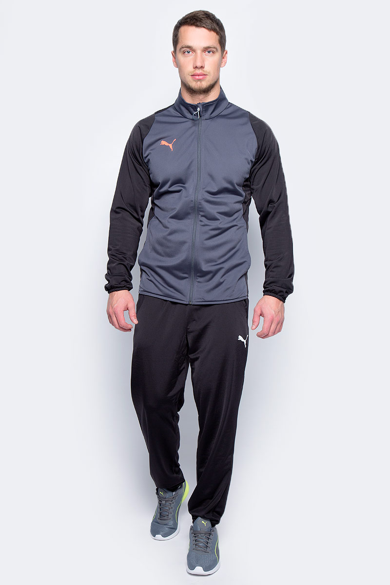 Спортивный костюм мужской Puma ftblTRG Poly Tracksuit, цвет: серый, черный. 65535303. Размер L (48/50)65535303 Спортивный костюм мужской Puma ftblTRG Poly Tracksuit, цвет: серый, черный. 65535303. Размер L (48/50)65535303Спортивный костюм от Puma состоит из толстовки и брюк.Толстовка декорирована логотипом Puma, нанесенным на правую сторону груди методом термопечати. Боковые карманы удобны и вместительны. Отделка эластичным материалом манжет и подола дополняет эргономичный фасон.Брюки декорированы логотипом Puma, нанесенным на левую штанину методом термопечати. Пояс посажен на подкладку из эластичного материала. Штанины внизу снабжены застежками молниями. Боковые карманы удобны и вместительны. Фасон в обтяжку по фигуре с зауженными штанинами очень элегантен.Комплект изготовлен с использованием высокофункциональной технологии DryCell, которая отводит влагу, поддерживает тело сухим и гарантирует комфорт во время активных тренировок и занятий спортом.