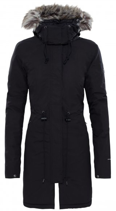 Парка женская The North Face W Zaneck Parka, цвет: черный. T92TUPLQ6. Размер L (46/48)T92TUPLQ6 Парка женская The North Face W Zaneck Parka, цвет: черный. T92TUPLQ6. Размер L (46/48)T92TUPLQ6Женская парка The North Face W Zaneck Parka выполнена из полиэстера. Материал изготовлен при помощи технологии DryVent, которая обеспечивает превосходные водонепроницаемые и дышащие свойства, и остается сухой как изнутри, так и снаружи. Подкладка выполнена из полиэстера. Утеплитель Heatseeker обеспечивает исключительное тепло даже в самую холодную погоду. Модель с воротником-стойкой и съемным капюшоном застегивается на застежку-молнию с двумя бегунками и оснащена ветрозащитной планкой на кнопках. Капюшон, дополненный затягивающимся шнурком-кулиской со стоппером на задней стороне, пристегивается к изделию на кнопки. Край капюшона оформлен искусственным мехом, который в случае необходимости можно отстегнуть. Объем по линии талии регулируется за счет шнурка-кулиски. Спереди модель оформлена двумя прорезными карманами на застежках-молниях. На внутренней стороне расположен прорезной кармана на молнии. Спинка модели немного удлинена и дополнена небольшим разрезом. Парка оформлена термоаппикацией и металлическим значком с названием бренда.