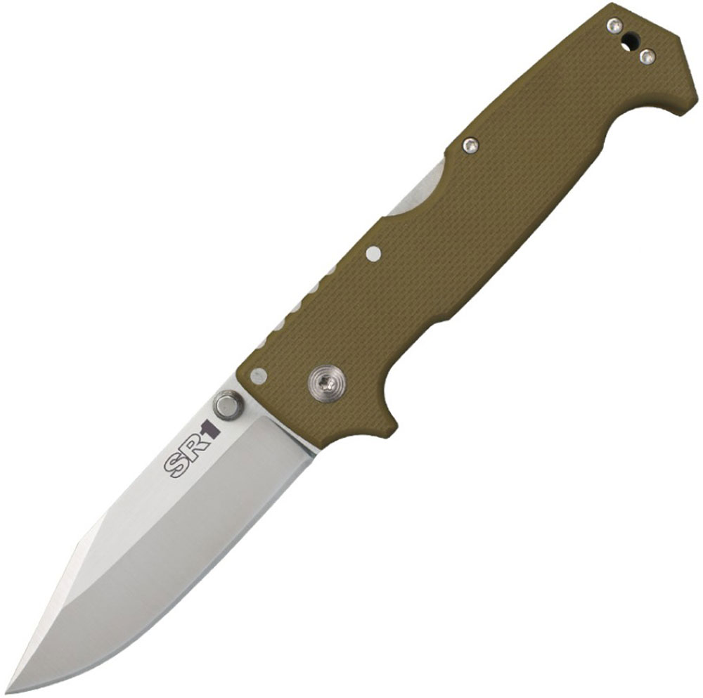 Нож складной Cold Steel SR1, цвет: коричневый, длина клинка 10,1 смCS/62L Нож складной Cold Steel SR1, цвет: коричневый, длина клинка 10,1 смCS/62LСкладной нож Cold Steel SR1 OD Green. Нож SRK компании Cold Steel является флагманом в линейке тактических ножей более 25 лет. Поэтому при создании нового тактического складного ножа Andrew Demko черпал вдохновение именно в легендарном SRK (Survival Rescue Knife).Нож Cold Steel SR1 имеет фирменный минималистский стиль Demko, без лишних расцветок и приукрашиваний, простой, функциональный, без излишеств, практичный дизайн. Мощный клинок толщиной под 5мм., изготовленный из американской нержавеющей порошковой стали премиум класса CPM-S35VN, наследует форму основополагающей версии и предназначен для самой тяжелой работы в суровых условиях. Рукоять оливково-зеленой расцветки (Olive Drab Green) выполнена из высококачественного Американского G-10 с термообработанными стальными вкладышами по контору замка. Дизайн рукояти предусматривает, отверстие под темляк и переставляемую стальную клипсу. Для дополнительной надежности и спокойствия, нож SR1 оснащен фиксирующим лезвие замком Tri-Ad Lock, проверенным временем и доказавшим свою эффективность в самых изощренных тестах и реальных жизненных ситуациях.