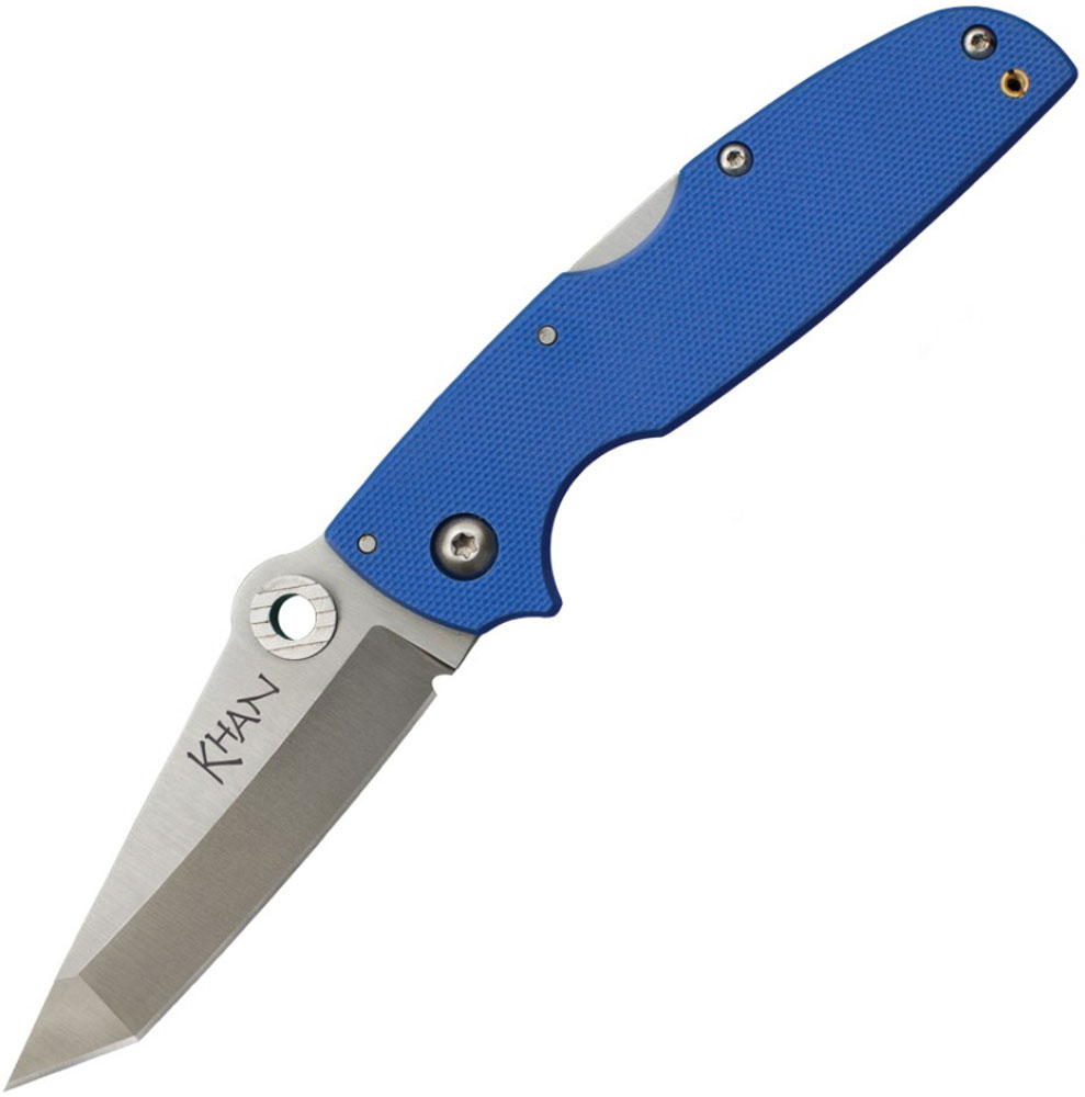 Нож складной Cold Steel Khan, цвет: синий, длина клинка 7,6 смCS/54T Нож складной Cold Steel Khan, цвет: синий, длина клинка 7,6 смCS/54TКонтрастная заточка клинка танто с мелкозернистым сатинированием прекрасно сочетается в ноже Khan с насыщенно-синими чешуйками его рукоятки, выполненной из пластика G10, и матированной клипсой, что добавляет этому практичному универсальному инструменту стиля и выгодно отличает его внешне.Легко носить, легко применять, с экономией для кошелькa - нож Khan вы будете носить с гордостью в своем кармане каждый день.