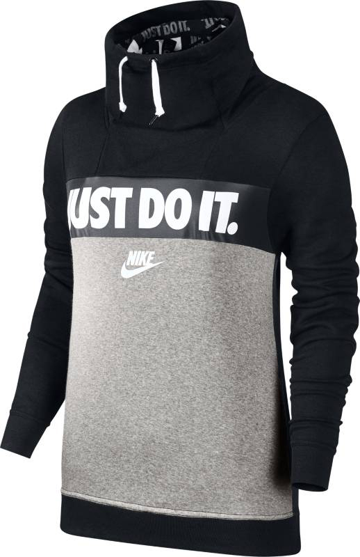 Толстовка женская Nike Nsw Jkt Fnl Gx, цвет: серый, черный. 854306-010. Размер M (46/48)854306-010 Толстовка женская Nike Nsw Jkt Fnl Gx, цвет: серый, черный. 854306-010. Размер M (46/48)854306-010Женская толстовка Nike Sportswear из теплого флиса с воротником-трубой переводит комфорт на новый уровень. Внутренняя сторона воротника и карманов украшена принтом в стиле ретро. Приятный на ощупь флис с обратным начесом обеспечивает тепло.