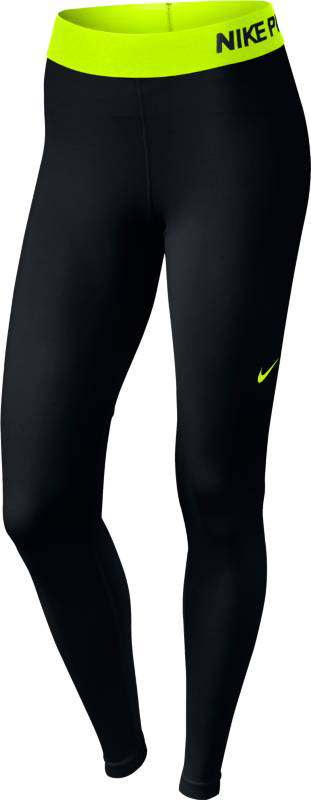 Тайтсы для фитнеса женские Nike Pro Cool Tight, цвет: черный, салатовый. 725477-017. Размер S (42/44)725477-017 Тайтсы для фитнеса женские Nike Pro Cool Tight, цвет: черный, салатовый. 725477-017. Размер S (42/44)725477-017Стильные женские тайтсы Nike Thermal Tight, изготовленные из износостойкого приятного на ощупь эластичного материала, предназначены специально для фитнеса и бега. Модель с комфортными плоскими швами оснащена эластичным поясом. Тайтсы идеально прилегают к телу, что придает им повышенные аэродинамические возможности, и подчеркивает достоинства фигуры, абсолютно не сковывая движений.Сзади нижняя часть штанин выполнена из тонкой ткани с мелкой перфорацией для хорошей вентиляции и терморегуляции.Отличный вариант для активных тренировок.