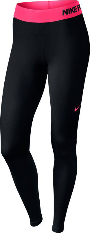 Тайтсы для фитнеса женские Nike Pro Cool Tight, цвет: черный, розовый. 725477-016. Размер M (46/48)725477-016 Тайтсы для фитнеса женские Nike Pro Cool Tight, цвет: черный, розовый. 725477-016. Размер M (46/48)725477-016Стильные женские тайтсы Nike Thermal Tight, изготовленные из износостойкого приятного на ощупь эластичного материала, предназначены специально для фитнеса и бега. Модель с комфортными плоскими швами оснащена эластичным поясом. Тайтсы идеально прилегают к телу, что придает им повышенные аэродинамические возможности, и подчеркивает достоинства фигуры, абсолютно не сковывая движений.Сзади нижняя часть штанин выполнена из тонкой ткани с мелкой перфорацией для хорошей вентиляции и терморегуляции.Отличный вариант для активных тренировок.