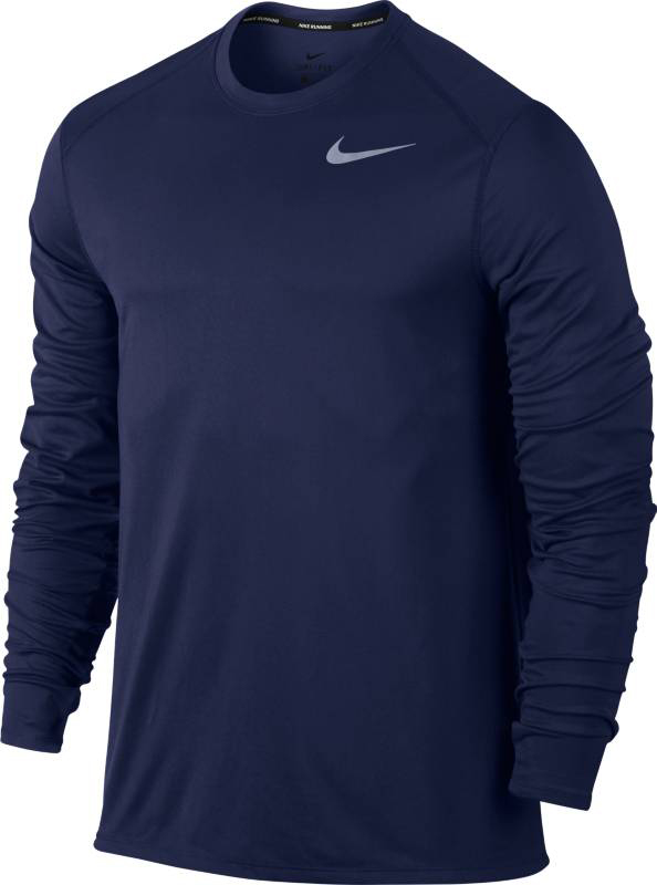 Лонгслив мужской Nike M Nk Top Core Crew, цвет: синий. 885292-429. Размер S (44/46)885292-429 Лонгслив мужской Nike M Nk Top Core Crew, цвет: синий. 885292-429. Размер S (44/46)885292-429Мужской беговой лонгслив Nike из влагоотводящей ткани с эргономичными отверстиями для больших пальцев обеспечивает комфорт и прекрасно сочетается с другими моделями. Благодаря светоотражающим деталям ты можешь совершать пробежки даже в темное время суток. Технология Dri-Fit отводит влагу и обеспечивает комфорт.