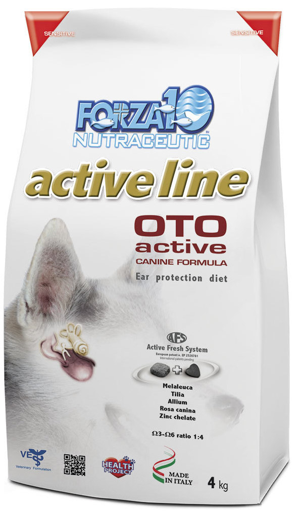 Корм сухой Forza10 Active Line для взрослых собак всех пород с заболеванием слуховых органов, 4 кг0902004 Корм сухой Forza10 Active Line для взрослых собак всех пород с заболеванием слуховых органов, 4 кг0902004Корм для взрослых собак всех пород с заболеванием слуховых органов. Все формы отитов аллергического происхождения, как поддерживающий корм при любых заболеваниях ушей.