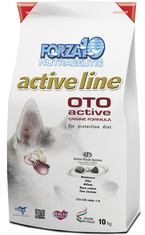 Корм сухой Forza10 Active Line для взрослых собак всех пород с заболеванием слуховых органов, 10 кг0902010 Корм сухой Forza10 Active Line для взрослых собак всех пород с заболеванием слуховых органов, 10 кг0902010Корм для взрослых собак всех пород с заболеванием слуховых органов. Все формы отитов аллергического происхождения, как поддерживающий корм при любых заболеваниях ушей.