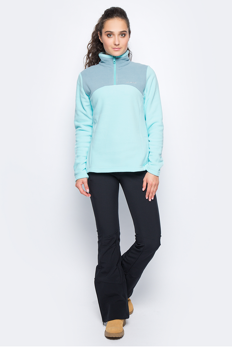 Толстовка женская Columbia Western Ridge Half Zip Jumper, цвет: голубой. 1740891-470. Размер M (46)1740891-470 Толстовка женская Columbia Western Ridge Half Zip Jumper, цвет: голубой. 1740891-470. Размер M (46)1740891-470Женская толстовка Western Ridge Half Zip Jumper от Columbia, выполненная из необычайно мягкого и теплого микрофлиса, идеально подойдет для повседневной носки или занятий фитнесом. Модель отлично сидит и обеспечивает максимальную свободу движений. Толстовка с длинными рукавами и воротником-стойкой застегивается спереди на молнию с защитой подбородка. На груди изделие украшено вышитым логотипом и названием бренда. Такая толстовка подарит вам комфорт в течение всего дня!