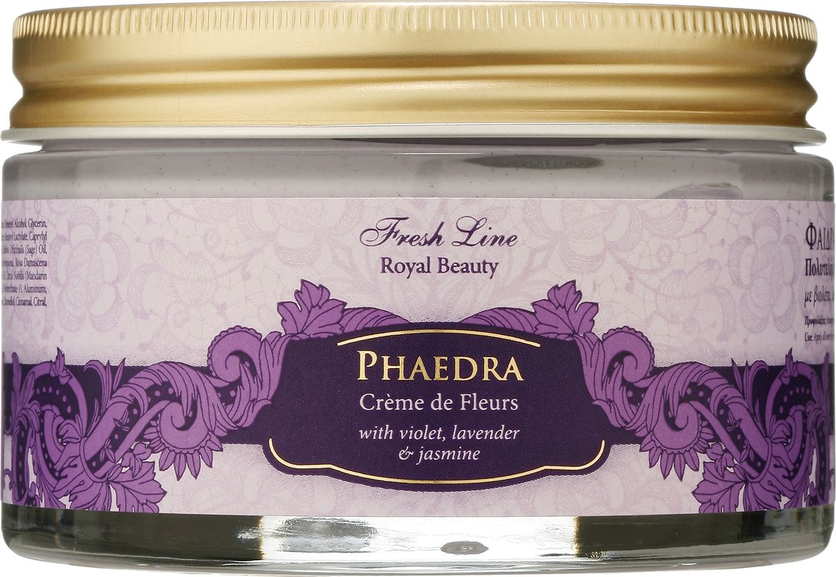 Fresh Line Крем для тела Федра, 200 мл910885 Fresh Line Крем для тела Федра, 200 мл910885Роскошный крем для тела c греческим органическим оливковым маслом и органическим экстрактом алоэ придает мягкость и сияние даже самой сухой коже. Роза восстанавливает уровень увлажненности кожи, а шалфей улучшает регенерацию клеток. Сладкий цветочный аромат фиалки в сочетании с соблазнительным иланг – илангом и экзотическим жасмином приводит к гармонии эмоций и сознания.