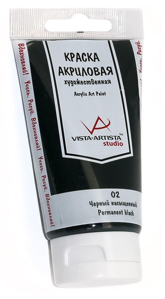Vista-Artista Краска акриловая Studio Черный насыщенный 75 млVAAP-75 Vista-Artista Краска акриловая Studio Черный насыщенный 75 млVAAP-75Художественные акриловые краски Vista-Artista Studio Универсальны и удобны в обращении. Отличаются высокой светостойкостью, водо- и термоустойчивостью, а также плотным сцеплением с поверхностью. Не выгорают на солнце и не тускнеют со временем.Быстро сохнут, обладают хорошей покрывной способностью и прекрасной яркостью цвета.- объем 75 мл; - пластиковая туба;