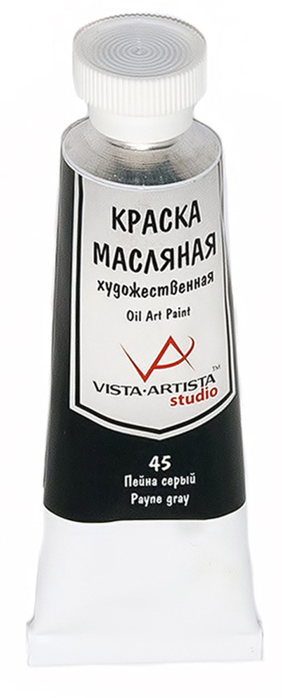 Vista-Artista Краска масляная Studio Пейна серый 45 млVAMP-45 Vista-Artista Краска масляная Studio Пейна серый 45 млVAMP-45Художественные масляные краски Vista-Artista Studio - обширная палитра цветов с хорошей укрывистостью и высокой светостойкостью. Яркие и насыщенные цвета красок отлично смешиваются между собой и вспомогательными материалами, и позволяют получить разнообразие фактурных и цветовых решений. - объем 45 мл; - металлическая туба;