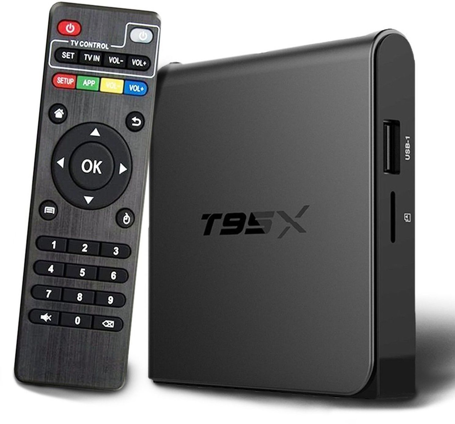 Invin T95X-2Gb, Black медиаплеер4631139715044 Invin T95X-2Gb, Black медиаплеер4631139715044Подключив Андроид-приставку Смарт ТВ -Invin T95X к своему телевизору, вы получите полноценный планшетный компьютер. С её помощью можно заходить в интернет, используя вместо монитора телевизор, работать с текстовыми и графическими документами, смотреть видео и играть игры онлайн, общаться в соцсетях, использовать абсолютно все приложения, разработанные для устройств с ОС Android и так далее. На приставке смарт ТВ Invin T95X заведомо установлены интернет-браузер и приложения, позволяющие вам активно проводить время в сети, просматривать видео и телеканалы онлайн. Характеристики:· ОС- Android 6.0.· Процессор Amlogic S905X Quad-core 64-bit ARM Cortex-A53 up to 2GHz GPU Penta-core ARM Mali-450. · Системная память - 2 Гб DDR3 до 1600 МГц.· Внутренная память - 8Гб + Micro SD слот для карт памяти до 64 Гб.· Видео выход - HDMI 1.4b до 4K2K (2160p = 3840 Ч 2160), А.В.· USB - 2x USB Host 2.0 портов, поддержка внешних USB дисков.· Видео выход - AV (выход для старых телевизоров).· Выход - для оптоволоконного кабеля.· Мышь/ Клавиатура- Поддержка стандартных манипуляторов мышь и клавиатур через USB порты. Характеристики Сети:· LAN Сеть- Ethernet:10/100M, стандарт RJ-45.· WIFI Беспроводная сеть - двухдиапазонный Wi-Fi 802.11 A / B / G / N. Основные характеристики:· 3D Аппаратное ускорение 3D графики.· Поддержка форматов- HD MPEG1/2/4, H.264, HD AVC/VC-1, RM/RMVB, Xvid/DivX, RealVideo.· Поддержка формата медиафайлов- Avi/Rm/Rmvb/Ts/Vob/Mkv/Mov/ISO/wmv/asf/flv/dat/mpg/mpeg.· Поддержка аудиофайлов- MP3/WMA/AAC/WAV/OGG/AC3/DDP/TrueHD/DTS/DTS/HD/FLAC/APE.· Поддержка форматов фотографий- HD JPEG/BMP/GIF/PNG/TIFF.· Поддержка карт памяти SD/SDHC/MMC cards.· Поддержка файловых систем FAT16/FAT32/NTFS.· Поддержка субтитров SRT/SMI/SUB/SSA/IDX+USB.· HD видео выход SD/HD до 1920?1080.· 3G Поддержка некоторых 3G модемов.· DOLBY TrueHD и DTS HD DOLBY TrueHD и DTS HD Bypass через HDMI. Программное обеспечение:· Сеть Skype, Picasa, Youtube, Flicker, Facebook, онлайн видео и другое.· Другое Тысячи приложение для Android (Play market). Комплект поставки:· 1 x Приставка Invin T95X.· 1 x HDMIкабель.· 1 x Инструкция по эксплуатации.· 1 x ИК пульт управления.· 1 x Блок питания.