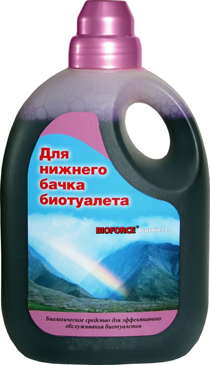 Средство для септиков и биотуалетов Bioforce BioToilet L, для нижнего бачка, 1000 млBL-033 Средство для септиков и биотуалетов Bioforce BioToilet L, для нижнего бачка, 1000 млBL-033Биологическое средство для эффективного обслуживания портативных биотуалетов Bioforce BioToilet L (1000мл) Биологическое средство для использования в приемном резервуаре биотуалета. Обеспечивает быстрое разложение отходов. Предотвращает развитие болезнетворных бактерий. Ликвидирует неприятные запахи. Не содержит формальдегидов и четвертичных аммонийных соединений. В отличие от химических средств, не разрушает пластиковые поверхности биотуалетов. Безвредно для окружающей среды – отходы обработанные биопрепаратом можно опорожнять в компостную кучу.ПРИМЕНЕНИЕ:При заправке биотуалета внесите средство в нижний бачок из расчета: на 10-литровый бак - 50мл средства, на 20-литровый - 100мл. Добавьте в бак ?л или 1л воды (соответственно). Внимание! Использовать совместно только с биологическим средствами для верхнего бачка биотуалетов (например, Bioforce BioToilet W).Состав: комплекс природных микроорганизмов, ферментов, ПАВ, краситель, ароматизатор.