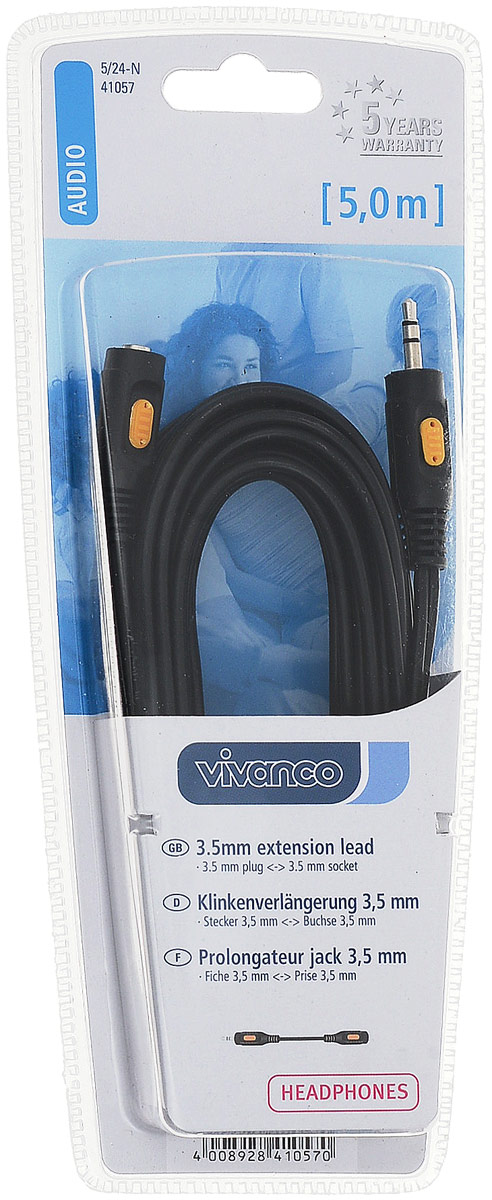 Vivanco аудиоудлинитель 3.5мм/3.5мм, 5 м