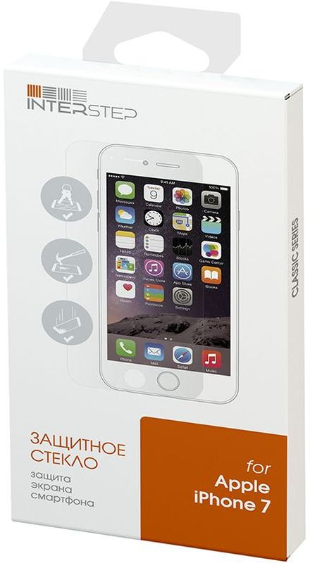 Interstep защитное стекло для iPhone 7/7S, GlossyIS-TG-IPHONE7CC-000B202 Interstep защитное стекло для iPhone 7/7S, GlossyIS-TG-IPHONE7CC-000B202Стандартное, прозрачное, глянцевое (на плоскую часть лицевой панели смартфона).материал закаленное стекло, толщина 0,33 мм. Если вы предпочитаете лучшую защиту для вашего устройства, ваш выбор за защитным стеклом Interstep.