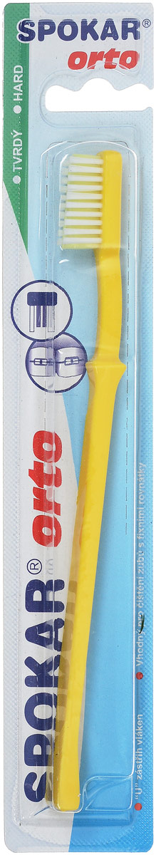 Spokar Orto Hard ортодонтическая зубная щетка, цвет желтый
