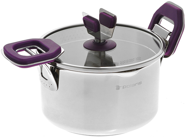 Кастрюля Polaris Violette с крышкой. Диаметр 18 смVIOL-18C Кастрюля Polaris Violette с крышкой. Диаметр 18 смVIOL-18CКастрюля Polaris Violette изготовлена из высококачественной нержавеющей стали 18/10 с зеркальной полировкой. Внутренняя поверхность матовая. Специальное утолщенное дно с прослойкой из алюминия обеспечивает быстрый и равномерный нагрев посуды. Внутренние стенки имеют отметки литража. Кастрюля оснащена носиками с двух сторон. Крышка изготовлена из термостойкого стекла, оснащена широким металлическим ободом с отверстиями разного диаметра, а также ручкой с держателем для ложки. Многофункциональные подвижные ручки с эффектом Soft-Touch, выполненные из бакелита с прорезиненной поверхностью фиолетового цвета, облегчают процесс слива жидкости. Они плотно фиксируют крышку; благодаря носикам и отверстиям в ободе крышки лишнюю жидкость можно вылить, не снимая крышки. Ручки не нагреваются, поэтому нет необходимости использовать прихватки. Подходит для всех типов плит: газовых, электрических, галогенных, стеклокерамических, индукционных. Подходит для использования в духовом шкафу. Можно мыть в посудомоечной машине. Характеристики: Материал: нержавеющая сталь 18/10, бакелит, стекло. Диаметр: 18 см. Высота стенки: 11 см. Толщина стенки: 0,7 мм. Толщина дна: 5 мм. Диаметр дна: 14,5 см. Размер упаковки: 25 см х 20 см х 17,5 см. Артикул: VIOL-18C.