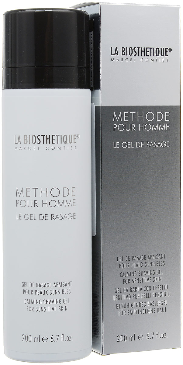 La Biosthetique Успокаивающий гель Methode Pour Homme для идеально гладкого бритья, 200 млLB3248 La Biosthetique Успокаивающий гель Methode Pour Homme для идеально гладкого бритья, 200 млLB3248На влажной коже гель образует нежную кремообразную пену, что способствует мягкому и гладкому бритью. Гель содержит комплекс активных компонентов, обеспечивающих легкое скольжение лезвий и деликатный уход за кожей, например, экстракт Ладана, входящий в состав средства, снимает раздражение и воспаление, успокаивает и смягчает кожу, таким образом предотвращает возникновение нежелательных реакций во время бритья, а сок Алоэ Вера интенсивно питает и улучшает метаболизм клеток, тем самым ускоряя процесс восстановления и заживления тканей. После бритья кожа выглядит здоровой, становится гладкой, упругой и выравнивается цвет лица. Гипоаллергенно проверено дерматологическими тестами