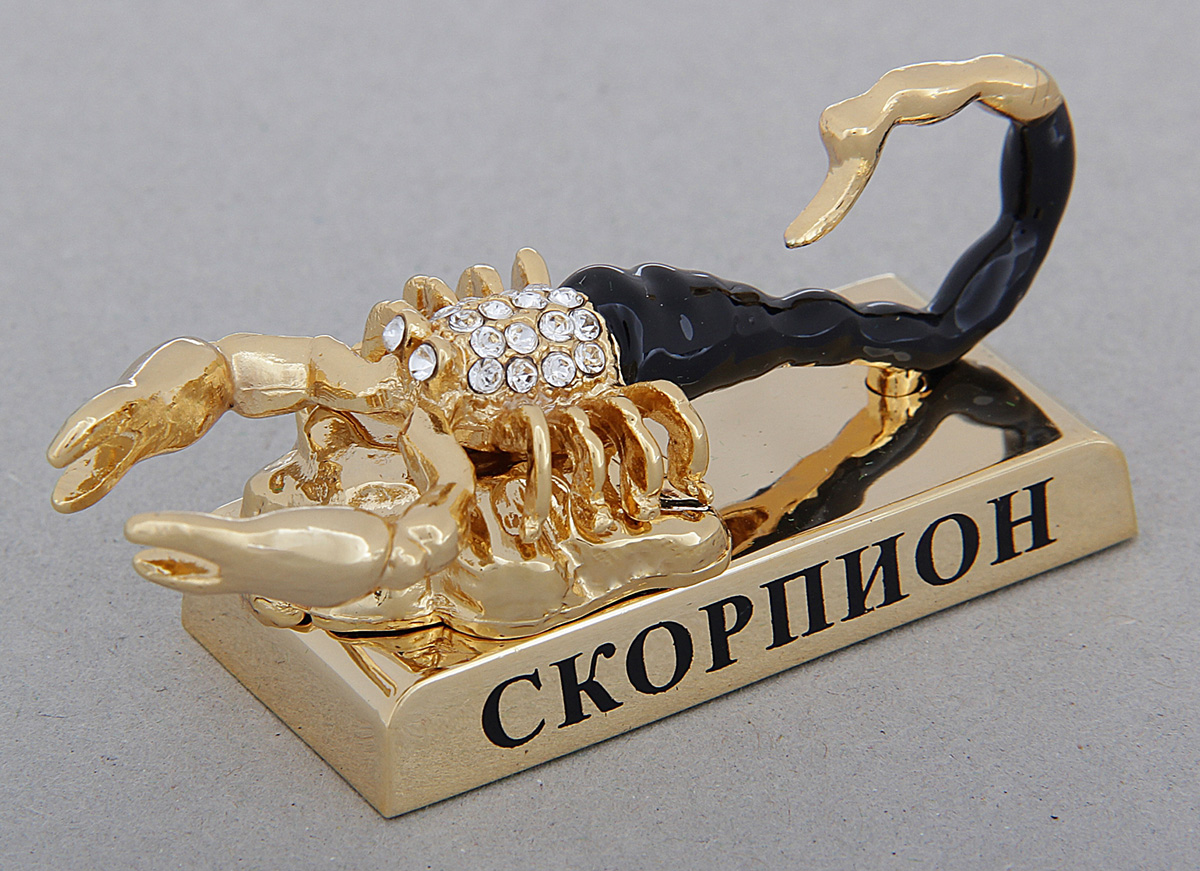 Миниатюра Swarovski Elements Знак зодиака. Скорпион, с кристаллами Сваровски, 7 х 3 х 5 см798581 Миниатюра Swarovski Elements Знак зодиака. Скорпион, с кристаллами Сваровски, 7 х 3 х 5 см798581Сувенир Знак зодиака с хрусталиками Сваровски - прекрасный подарок для рождённых под знаком Скорпион. Рождённые с 24 октября по 2 ноября - разочарованные, способные к медицине, обладающие даром исцеления людей. Рождённые с 3 по 13 ноября - натуры сильные и страстные, инициативные с силой воли. Рождённые с 14 по 22 ноября - легкомысленные, эмоциональные и влюбчивые.