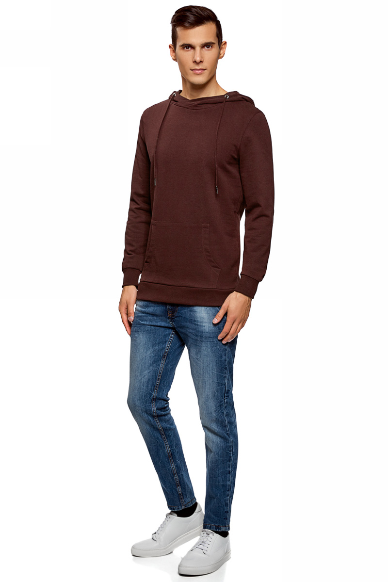 Худи мужское oodji Basic, цвет: бордовый. 5B111004M/47648N/4900N. Размер XL (56)5B111004M/47648N/4900N Худи мужское oodji Basic, цвет: бордовый. 5B111004M/47648N/4900N. Размер XL (56)5B111004M/47648N/4900NМужское базовое худи от oodji выполнено из натурального хлопкового трикотажа. Модель с длинными рукавами и капюшоном спереди дополнена карманом кенгуру.