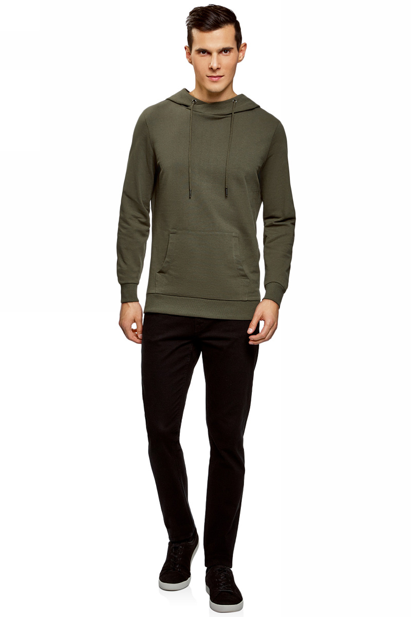Худи мужское oodji Basic, цвет: зеленый. 5B111004M/47648N/6600N. Размер XS (44)5B111004M/47648N/6600N Худи мужское oodji Basic, цвет: зеленый. 5B111004M/47648N/6600N. Размер XS (44)5B111004M/47648N/6600NМужское базовое худи от oodji выполнено из натурального хлопкового трикотажа. Модель с длинными рукавами и капюшоном спереди дополнена карманом кенгуру.