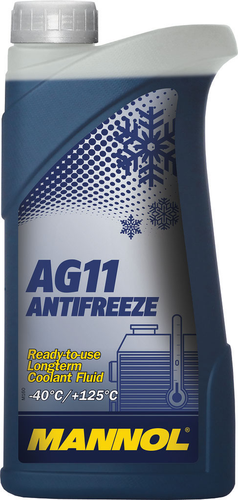 Антифриз MANNOL AG-11 Longterm -40°C, готовый, 1 л2036 Антифриз MANNOL AG-11 Longterm -40°C, готовый, 1 л2036Mannol Antifreeze AG11 -40°C предназначен для круглогодичного использования в современных алюминиевых и медных системах охлаждения, для которых рекомендуется применение антифризов на этиленгликолевой основе. Предохраняет от коррозии и накипи. Не вспенивается, нейтрален к резиновым и пластиковым деталям системы охлаждения. Представляет собой готовый раствор, не требующий разбавления и защищающий систему охлаждения автомобиля при температуре до -40°С.