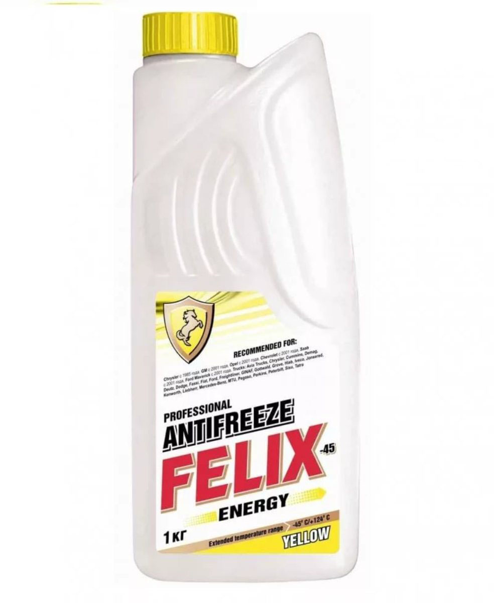 Антифриз Felix ТС-40 Energy, 1 л430206026 Антифриз Felix ТС-40 Energy, 1 л430206026Professional Antifreeze FELIX Energy - антифриз длительного действия, специально адаптированный для применения во всех типах сверхмощных дизельных, бензиновых двигателей и двигателей, работающих на природном газе. Особенно рекомендован для использования в грузовых автомобилях, тяжелой технике, тракторах, агротехнике, судах и лодках, стационарных двигателях. Может применяться в легковых автомобилях, в которых требуется усиленная защита алюминия и других легких сплавов от всех типов коррозии.