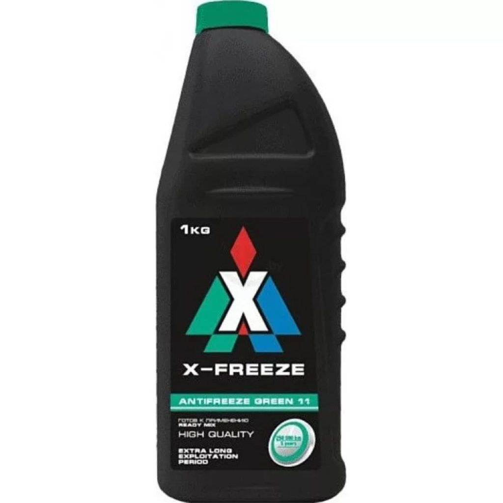 Антифриз X-Freeze Green, 1 л430206069 Антифриз X-Freeze Green, 1 л430206069Антифриз X-FREEZE GREEN 11 предназначен для круглогодичного использования в любых системах охлаждения двигателей легковых и грузовых автомобилей и спецтехники. Изготовлен из высококачественного этиленгликоля с применением усиленного пакета антикоррозионных, антипенных, антиокислительных и смазывающих присадок. Эффективно защищает систему охлаждения от коррозионного воздействия и образования накипи. Сохраняет свои свойства в течение 5 лет или 250 тысяч км пробега. Цвет зеленый