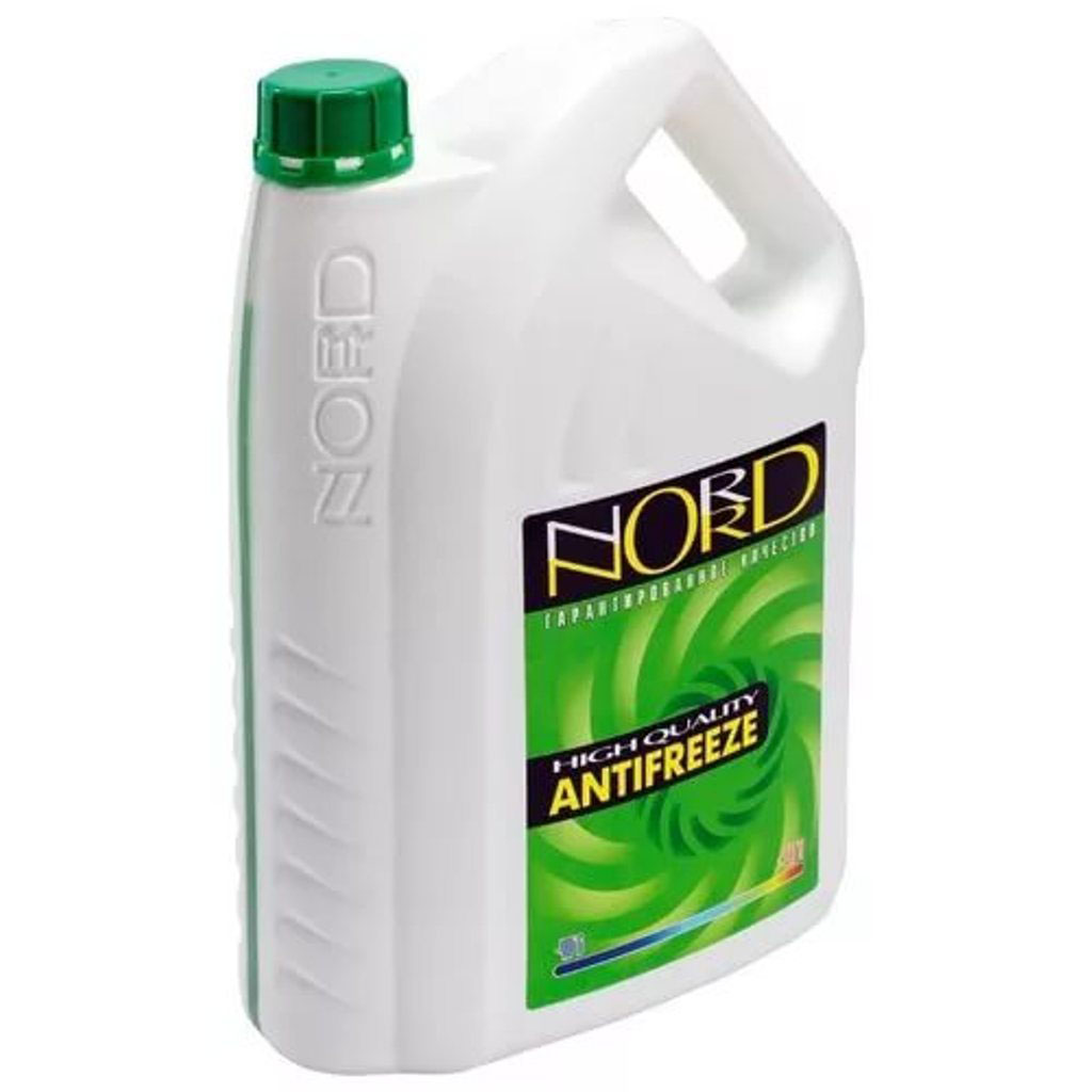 Антифриз Nord, цвет: зеленый, 5 лNG 20362 Антифриз Nord, цвет: зеленый, 5 лNG 20362Антифриз «НОРД» обеспечивает:- защиту элементов системы охлаждения из металлов, пластика и резины от разрушающего воздействия высоких температур, коррозии и кавитации;- защиту и смазку сальника помпы, продлевая срок службы всего узла;- эффективное охлаждение и быстрый выход на рабочую температуру;- гарантированную работу при экстремальных температурах;- длительный интервал работы двигателя без замены антифриза.- визуальное обнаружение возможных утечек благодаря наличию флуоресцентных добавок.