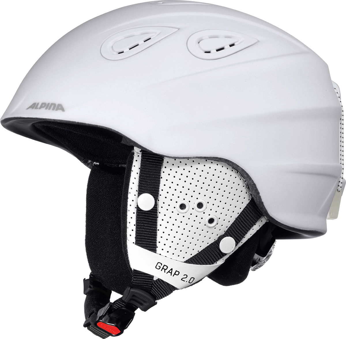 Шлем горнолыжный Alpina GRAP 2.0 white matt. Размер 57-61A9085_12 Шлем горнолыжный Alpina GRAP 2.0 white matt. Размер 57-61A9085_12Во всем мире популярность горнолыжного шлема Grap лишь набирает обороты. Alpina представляет обновленную версию самой продаваемой модели. Шлем Grap 2.0 сохранил отличительные особенности предыдущей модели и приобрел новые, за которые его выбирают райдеры по всему миру. Универсальность, легкость и прочность сделали его обязательным элементом экипировки любителей горнолыжного спорта. Модель также представлена в детской линейке шлемов.Технологии:• Конструкция In-Mold - соединение внутреннего слоя из EPS (вспененного полистирола) с внешним покрытием под большим давлением в условиях высокой температуры. В результате внешняя поликарбонатная оболочка сохраняет форму конструкции, предотвращая поломку и попадание осколков внутрь шлема, а внутренний слой Hi-EPS, состоящий из множества наполненных воздухом гранул, амортизирует ударную волну, защищая голову райдера от повреждений.• Внешнее покрытие Ceramic Shell обеспечивает повышенную ударопрочность и износостойкость, а также обладает защитой от УФ-излучений, препятствующей выгоранию на солнце, и антистатичными свойствами.• Съемный внутренний тканевый слой. Подкладку можно постирать и легко вставить обратно. Своевременный уход за «внутренником» предотвращает появление неприятного запаха.• Вентиляционная система с раздвижным механизмом с возможностью регулировки интенсивности потока воздуха.• Классическая система регулировки в шлемах Alpina Run System с регулировочным кольцом на затылке позволяет быстро и легко подобрать оптимальную и комфортную плотность посадки на голове.• Съемные ушки согревают в холодную погоду, а в теплую компактно хранятся в кармане куртки.• Шейный воротник из микрофлиса в задней части шлема быстро согревает и не давит на шею.• Ремешок фиксируется кнопкой с запирающим механизмом. Застежка максимально удобна для использования в перчатках.• Система Edge Protect в конструкции шлема защищает голову горнолыжника при боковом ударе.• Система Y-CLIP гарантирует оптимальную посадку с миллиметровой точностью. Y-зажим соединяет два ремешка вместе и удобно фиксирует их под ухом.• Съемные элементы позволяют использовать шлем всесезонно.