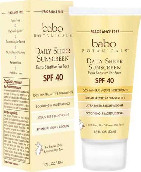 Babo Botanicals Солнцезащитный крем SPF40 для лица, 50 млBabo20 Babo Botanicals Солнцезащитный крем SPF40 для лица, 50 млBabo20Солнцезащитный гипоаллергенный крем для лица без запаха с органическим маслами для младенцев и взрослых людей с чувствительной кожей