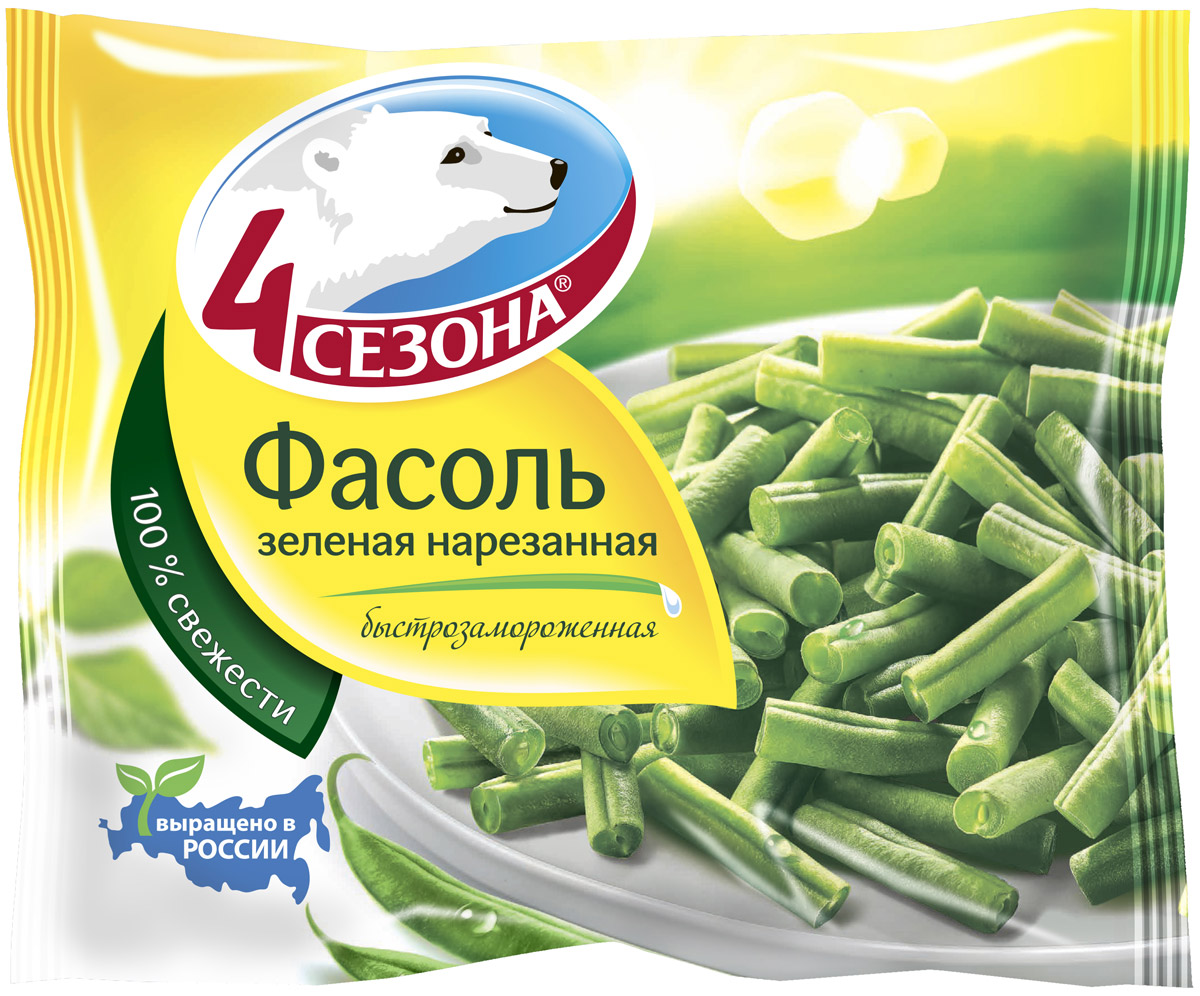 4 Сезона Фасоль зеленая стручковая нарезанная, 400 г