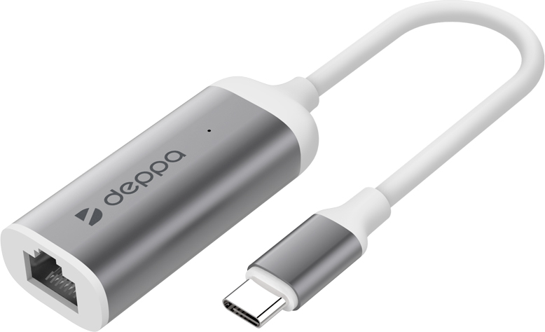 Deppa USB Type-C - Gigabit Ethernet, Grey адаптер