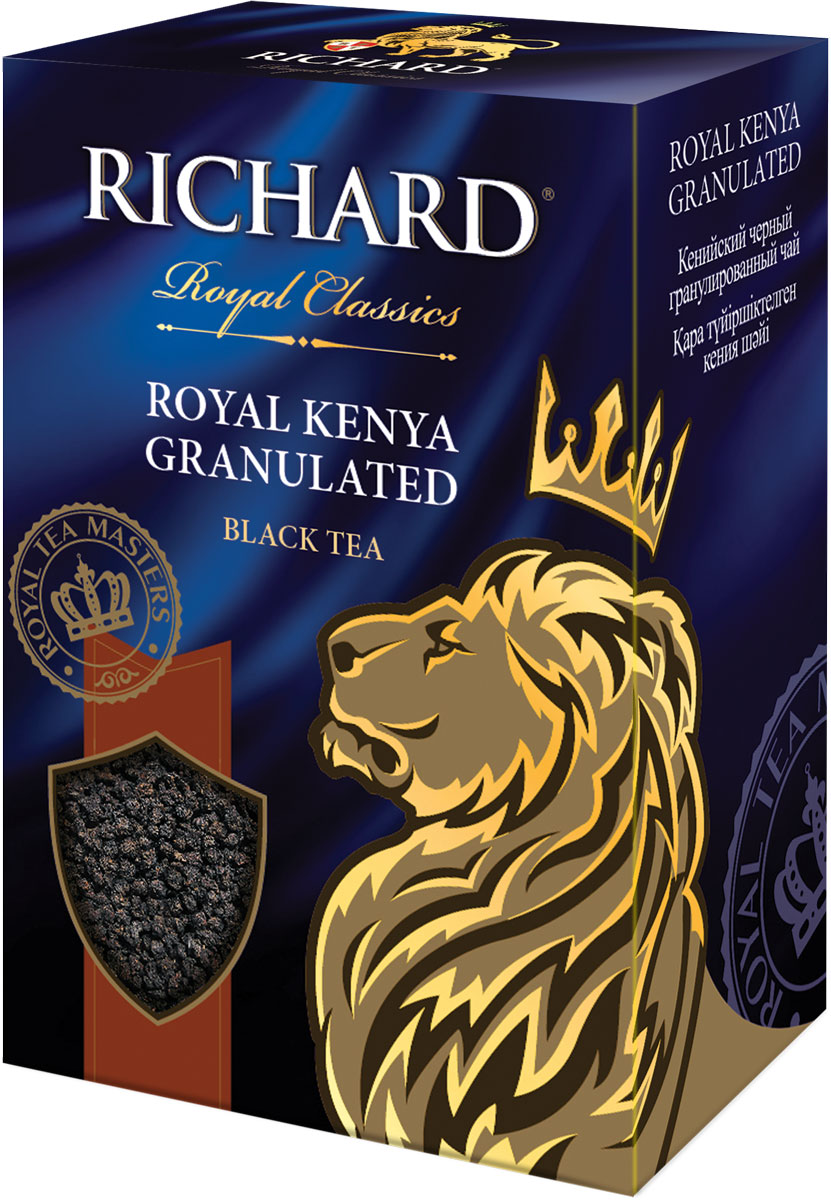 Richard Royal Kenya Granulated чай черный крупная гранула, 200 г100171 Richard Royal Kenya Granulated чай черный крупная гранула, 200 г100171Кенийский чёрный гранулированный чай. Крупная черная гранула с насыщенным мягким вкусом настоя, который идеален с молоком.