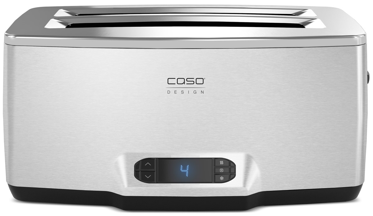 CASO Inox 4 тостер00-00001438 CASO Inox 4 тостер00-00001438Корпус из высококачественной нержавеющей сталиНа 4 ломтика с удлиненным слотомЖК-дисплей с индикацией степени прожарки9 степеней прожаркиФункция размораживания, остановки и подогреваРешетка в комплектеАвтоматическое отключениеПитание: 230 В, 50 Гц