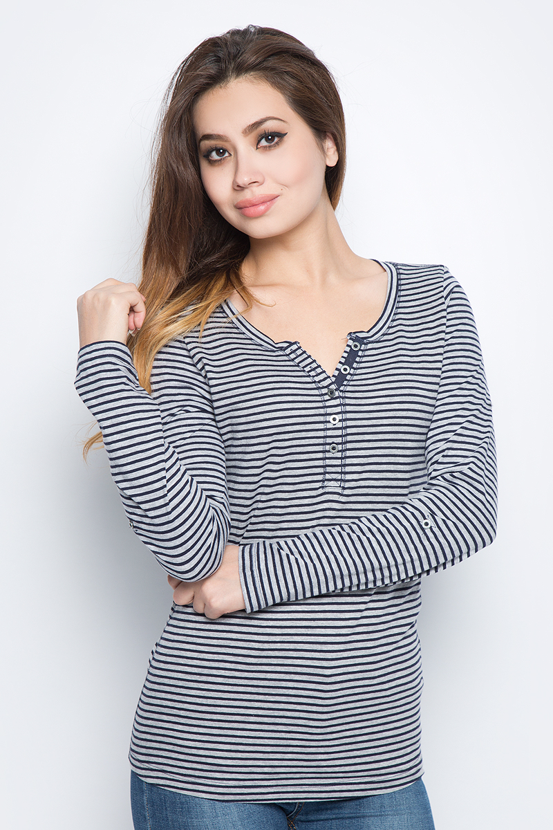 Лонгслив женский Baon, цвет: серый. B217505_Silver Melange Striped. Размер L (48) цена Лонгслив женский Baon, цвет: серый. B217505_Silver Melange Striped. Размер L (48) цены онлайн