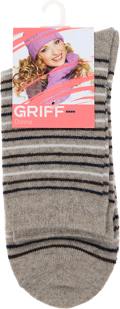 Носки женские Griff Полоски, цвет: бежевый. D9A3. Размер 39/41