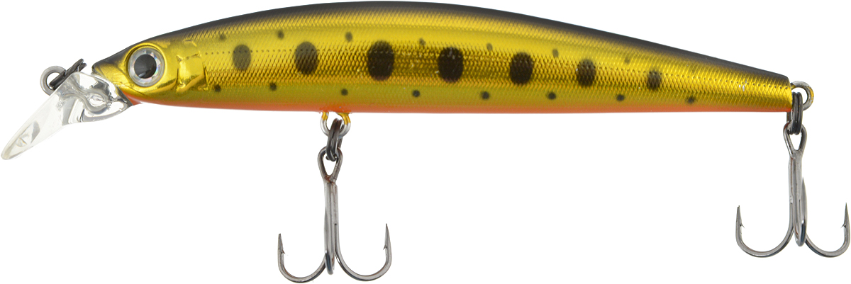 Воблер Tsuribito Minnow SP, цвет 052, 95 мм24632 Воблер Tsuribito Minnow SP, цвет 052, 95 мм24632Minnow 95S - отличный воблер для ловли на небольших глубинах и над зарослями травы, где часто охотится щука и другие хищники. Благодаря системе дальнего заброса с магнитом воблер очень хорошо летит при забросе, и устойчиво играет даже при проводке с рывками. Мощные тройники надёжно засекают рыбу при поклёвке. Все эти качества вместе с реалистичной игрой делают этот воблер отличным орудием для ловли крупного хищника.