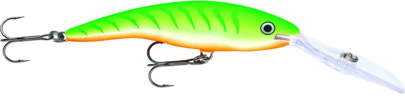 Воблер Rapala. TDD11-GTUTDD11-GTU Воблер Rapala. TDD11-GTUTDD11-GTUСпециально разработанный конструкторами Rapala бананообразный воблер, который самостоятельно, без помощи дополнительных устройств, достигает глубины 9 м, где в жару отлеживаются трофейные экземпляры. При всех положительныхдостоинствах, Deep Tail Dancer благодаря мощной глубоководной лопасти, быстро погружает приманку на нужную глубину. Семейство Tail Dancer обладает стабильной игрой на любых скоростях проводки. Тройники VMC готовы противостоятьсамому жесткому сопротивлению.