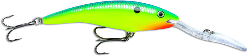 Воблер Rapala. TDD11-PRTTDD11-PRT Воблер Rapala. TDD11-PRTTDD11-PRTСпециально разработанный конструкторами Rapala бананообразный воблер, который самостоятельно, без помощи дополнительных устройств, достигает глубины 9 м, где в жару отлеживаются трофейные экземпляры. При всех положительныхдостоинствах, Deep Tail Dancer благодаря мощной глубоководной лопасти, быстро погружает приманку на нужную глубину. Семейство Tail Dancer обладает стабильной игрой на любых скоростях проводки. Тройники VMC готовы противостоятьсамому жесткому сопротивлению.